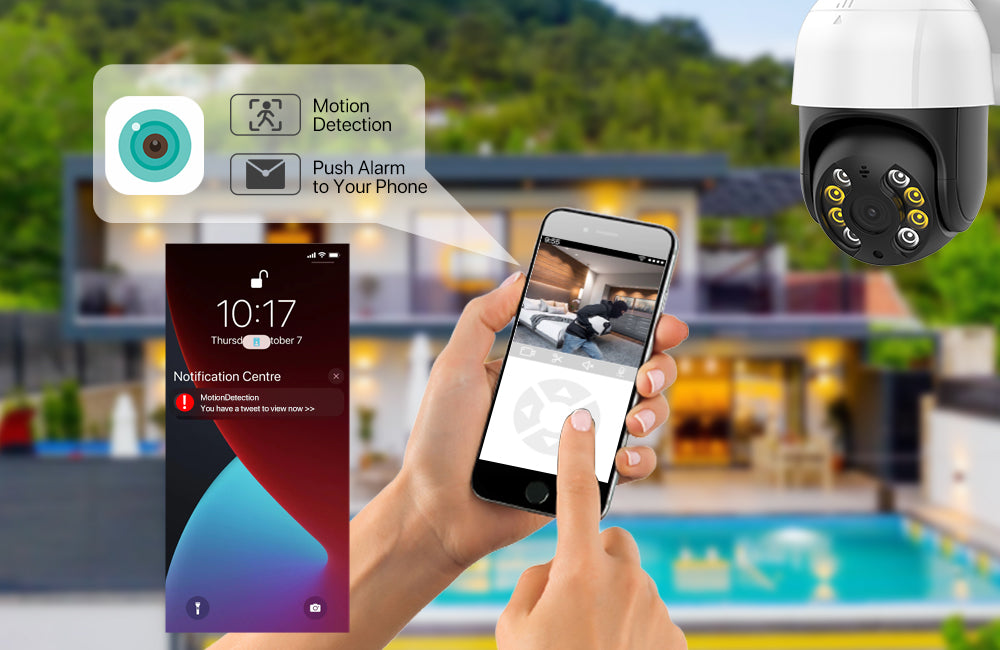 PTZ WIFI bežična SMART kamera sa detekcijom pokreta, LED svetlima